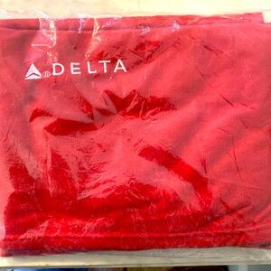 Delta Airlines Embroidered Fleece Red In-Flight Travel Lap Blanket